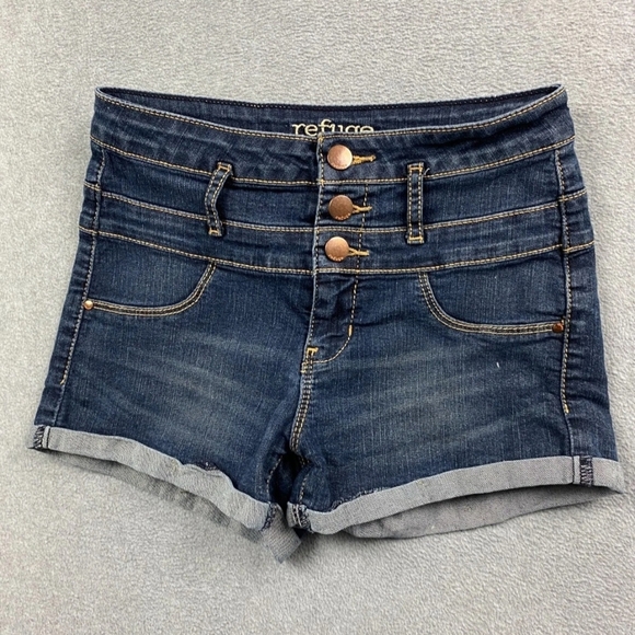 refuge Pants - Refuge Women's Denim Blue Shorts